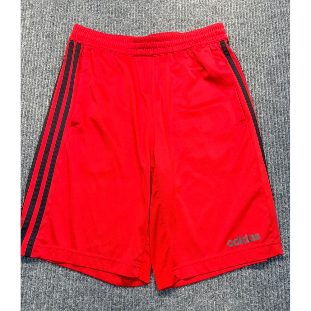 Adidas Mens Climacool Athletic Shorts Red Black 3-Stripe Size Small